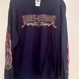 Harley-Davidson Black Tee with Orange and White Shield Logo